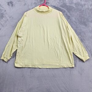 Vintage Top Mens L Yellow Long Sleeve‎ Turtleneck Lightweight Cotton Casual